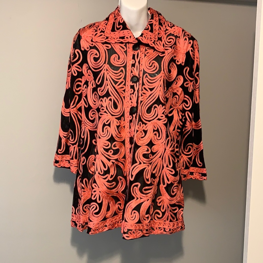 Weavz Black/Coral Mesh Lace Jacket